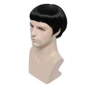 Straight Bowl Cut Black Synthetic Hair Heat Resistant Wig for Men